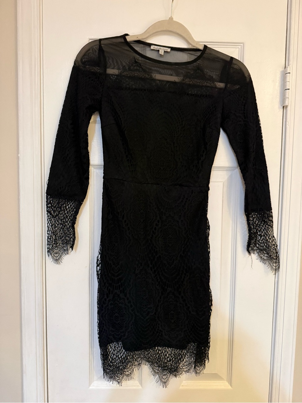 Charlotte Russe Black Lace Long Sleeve Sheath Dress